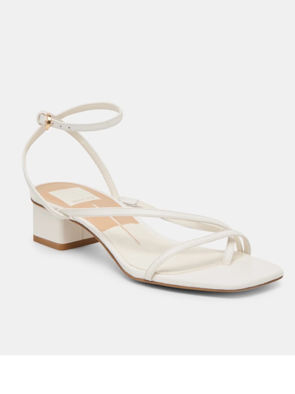 Dolce Vita Karlos Strappy Sandals Block Heel - True White Leather Size 8